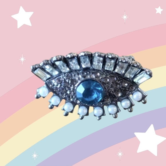 Rhinestone Evil Eye ring - Picture 3 of 5